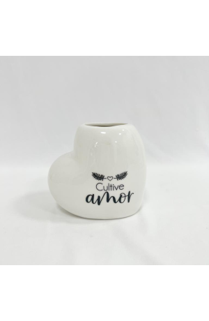 Vaso Coração Cerâmica - 