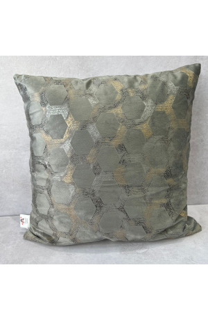 Capa de Almofada Cinza com Detalhe de Colméia em Suede