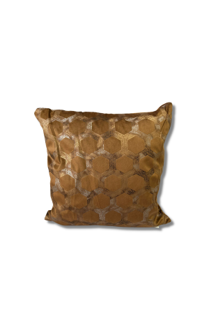 Capa de Almofada Marrom com Detalhe de Colméia em Suede