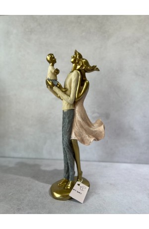 Escultura Casal com Filho em Resina