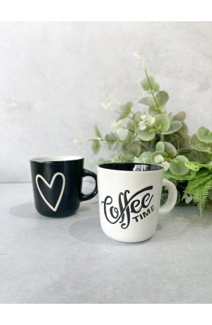 Caneca de Porcelana Coffe Time Preta