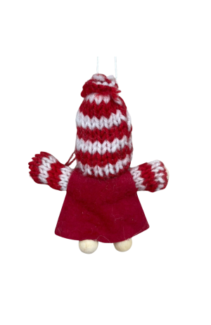 Enfeite Menina Com Gorro Vermelho Para Pendurar 8cm