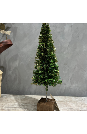 Mini Pinheiro Verde com base de Madeira 20cm