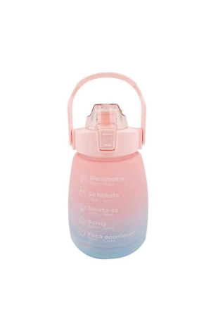 Garrafa Degradê com Adesivo Motivacional - Rosa com Azul  1200ml