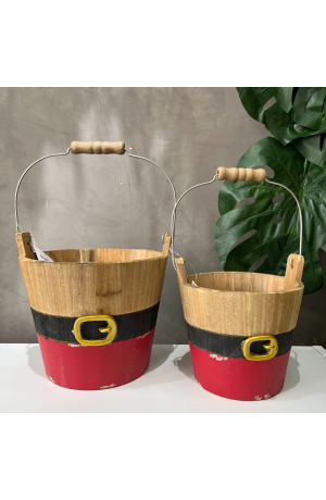 Cachepot Cinto Noel de Madeira - P