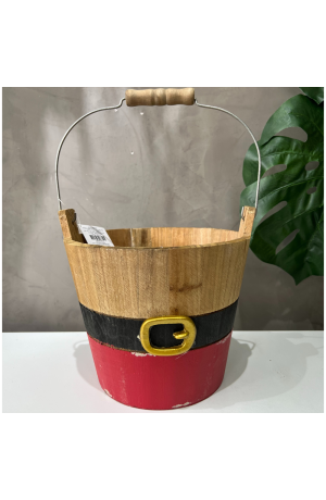 Cachepot Cinto Noel de Madeira - G