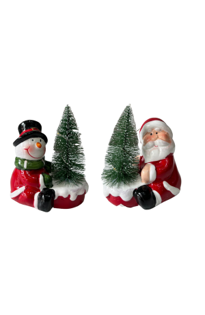 Enfeite Noel com Árvore e Neve de Led