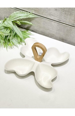 Petisqueira de Cerâmica com Alça de Bambu