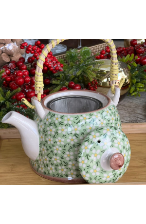 Bule Decorativo de Porcelana Floral - Verde