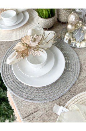 Jogo Americano Cinza com Detalhes Dourado