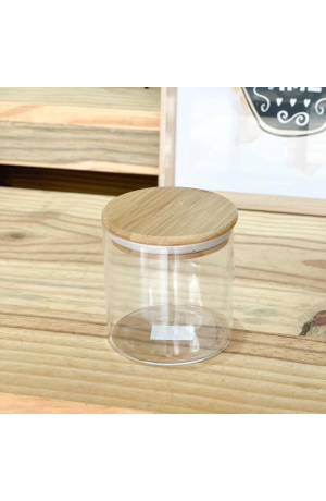 Pote Hermético Redondo de Vidro com Tampa em Bambu 550ml