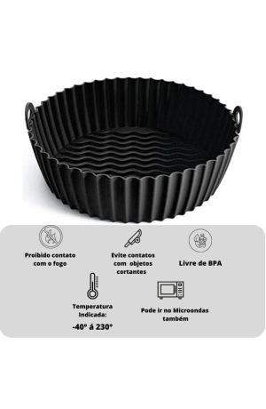Forma Preta de Silicone para Air fryer  Redonda
