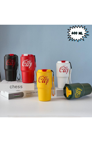 Copo Vermelho Térmica de Inox com Tampa 600 ml 