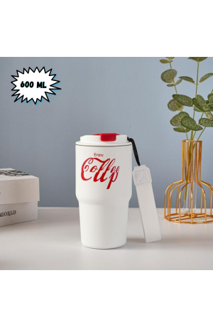 Copo Branco Térmica de Inox com Tampa 600 ml 