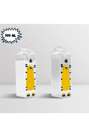 Garrafa Plástica em Forma de Caixa de Leite 500ml  Decorada 