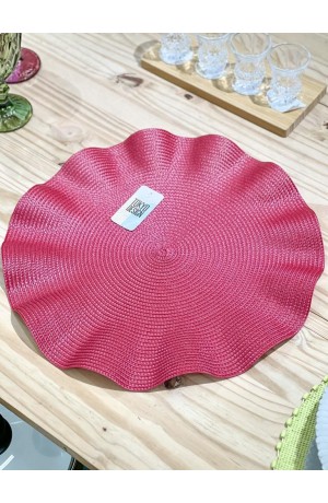 Jogo Americano Ondulado Redondo Vermelho