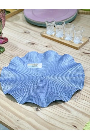 Jogo Americano Ondulado Redondo Azul