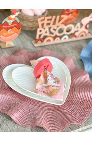 Porta Guardanapo Anel formato Coelho Madeira Rosa