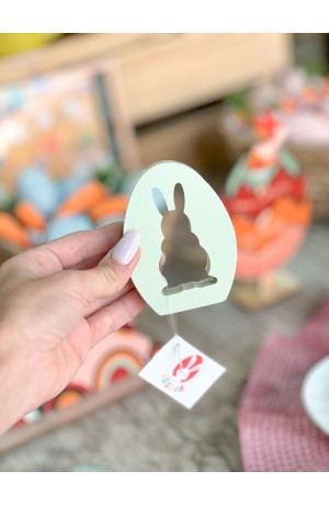 Porta Guardanapo Anel formato Coelho Madeira Verde