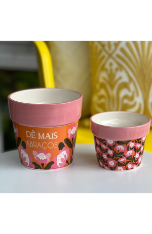 Vaso Decorativo  de Porcelana Rosa  - Flores  (P)