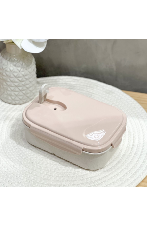 Marmita Rosa de Plástico com Colher