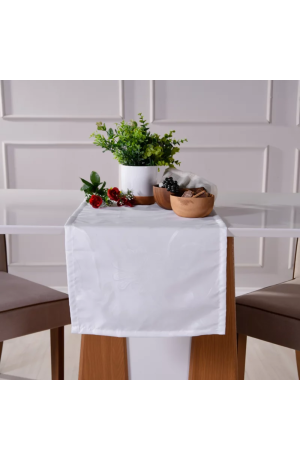 Trilho de Mesa Damask Branco 1,40mX40cm