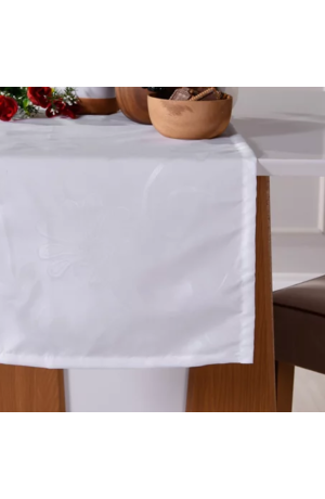 Trilho de Mesa Damask Branco 1,40mX40cm