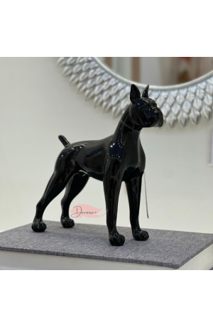 Escultura Decorativa Cachorro em Poliresina Preto 18cm