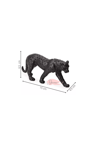 Escultura Leopardo em Poliresina Preto Peq 15cm