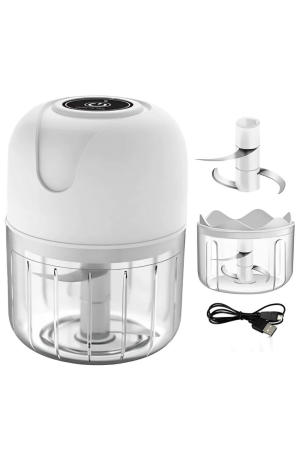 Mini Processador de Alimentos Recarregável - Branco
