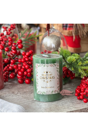 Vela Decorativa de Natal Verde 7x10cm