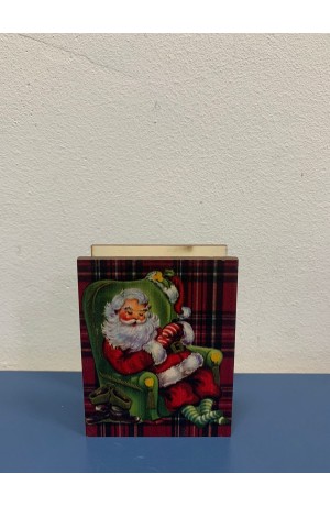 Porta Guardanapo Natalino de Madeira  - Papai Noel Dormindo