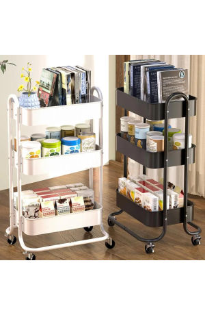 Carrinho Preto Organizador Multiuso 3 Prateleiras - Berlim