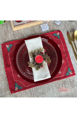 Jogo Americano de Natal em Tecido - Papai Noel com Presentes 33cm X 45cm