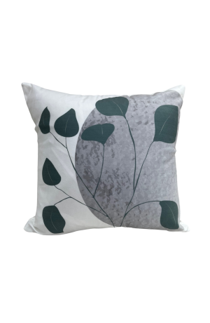 Capa  de Almofada Verde com Cinza Floral Mod -2 / 42cmX42cm