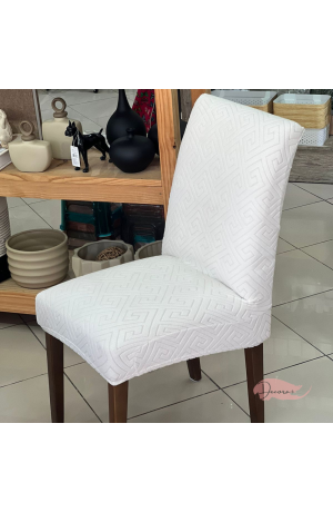 Capa de Cadeira Geométrica Creme em Poliéster - 40cmX50cm / 45cmX65cm
