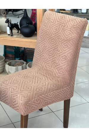 Capa de Cadeira Geométrica Marrom em Poliéster - 40cmX50cm / 45cmX65cm