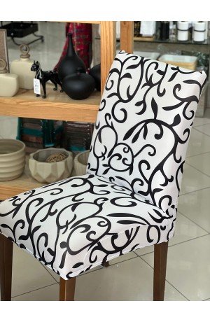 Capa de Cadeira Branca Abstrata Mod. 3 - 40cmX50cm / 45cmX65cm