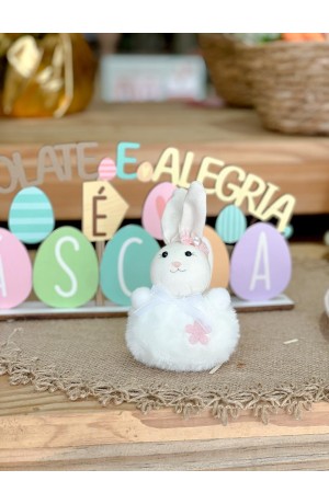 Enfeite Coelha Branca 12cm