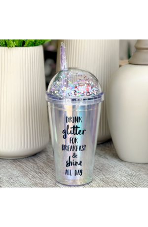 Copo Degradê de Plástico com Canudo Mod.1 - 450ml