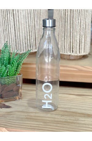 Garrafa de Vidro com Detalhe Branco H2O - 1L