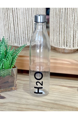 Garrafa de Vidro com Detalhe Preta H2O - 1L