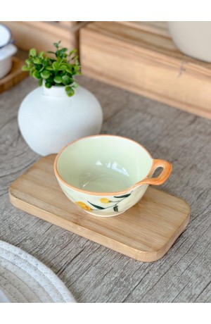 Bowl de Cerâmica Floral com Alça -150ml