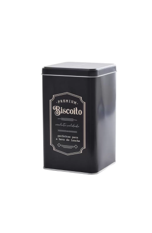 Lata de Biscoito Retrô Preto 10,5x18,5cm