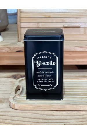 Lata de Biscoito Retrô Preto 10,5x18,5cm