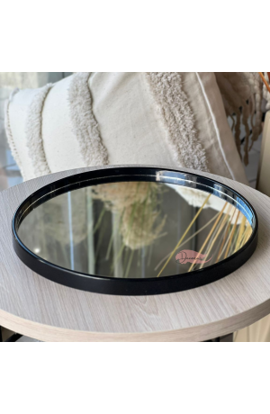 Bandeja Preta Espelhada Redonda