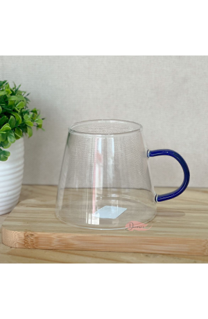Caneca de Vidro 350ml c\ Alça Azul