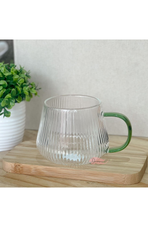Caneca de Vidro 440ml c\ Alça Verde