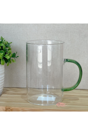 Caneca Vidro com Alça Verde 350ml