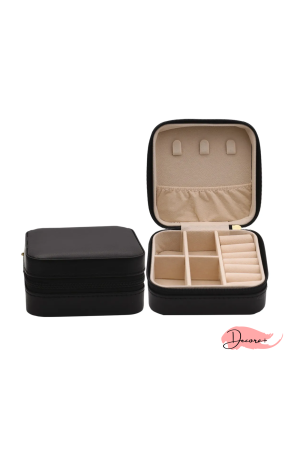 Porta Joias Portátil com Ziper - Preto  9.8cm X 4.5cm